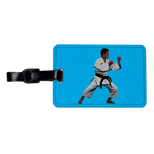 Karate Man Travel Faux Leather Luggage Tag