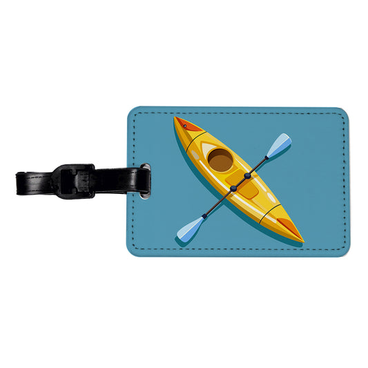 Kayak Kayaking Yellow Travel Faux Leather Luggage Tag