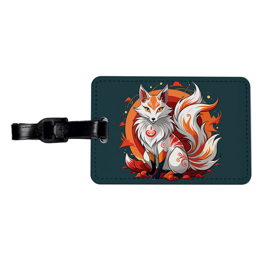 Kitsune Fox Japanese Folklore Travel Faux Leather Luggage Tag