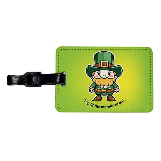 Leprechaun Irish Top of the Morning Funny St Patrick's Day Travel Faux Leather Luggage Tag