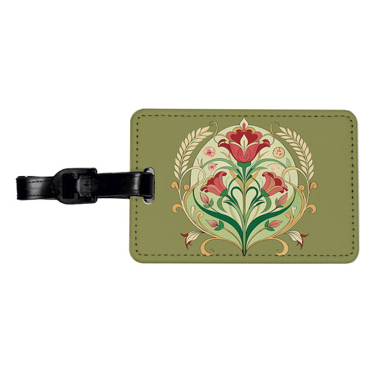 Light Floral Art Nouveau Flowers Elegant Travel Faux Leather Luggage Tag