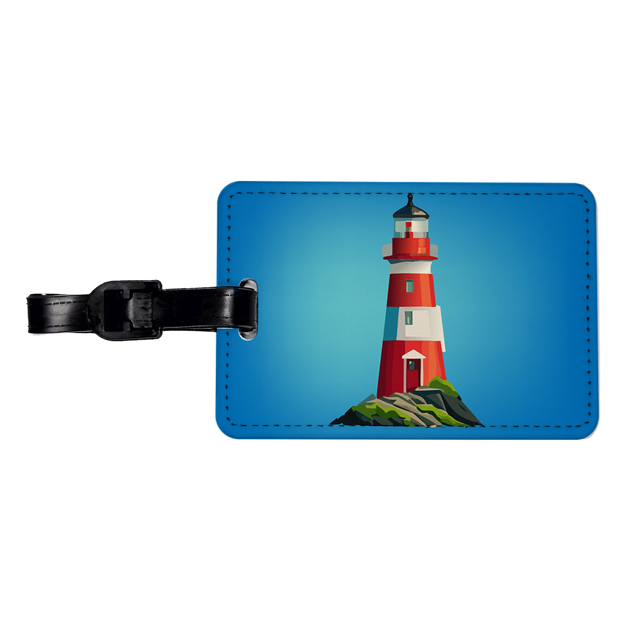 Lighthouse Light House Red White Travel Faux Leather Luggage Tag