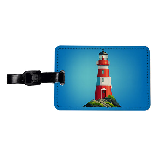 Lighthouse Light House Red White Travel Faux Leather Luggage Tag