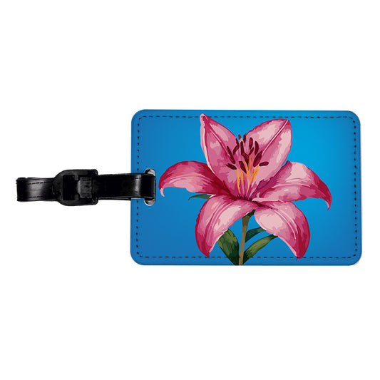Lily Pink Flower Travel Faux Leather Luggage Tag