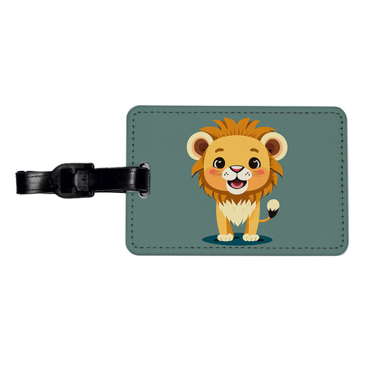 Lion Baby Smiling Standing Travel Faux Leather Luggage Tag