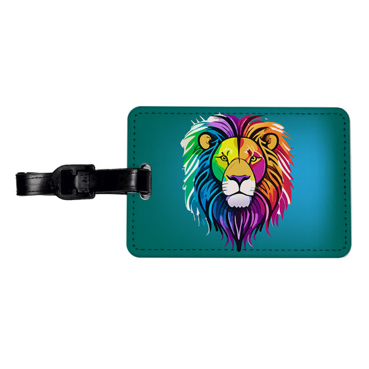 Lion Head Colorful Travel Faux Leather Luggage Tag