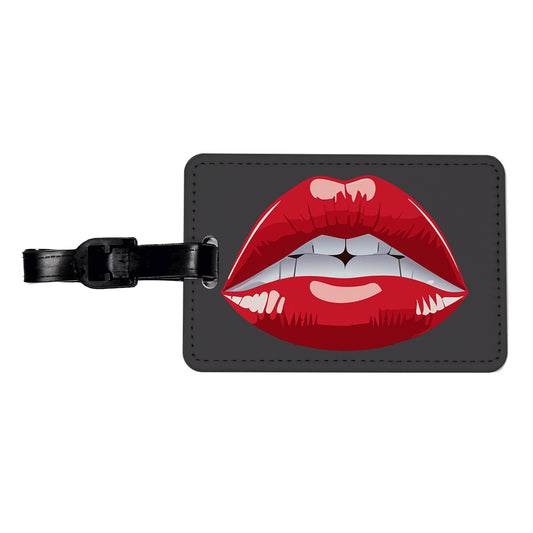 Lips Red Lipstick Mouth Travel Faux Leather Luggage Tag