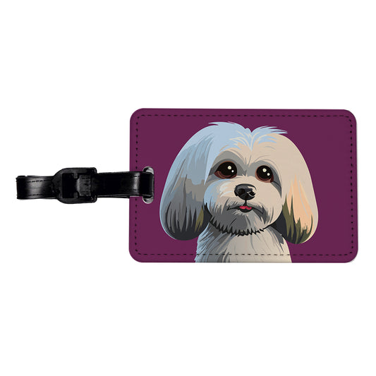Maltese Dog Cute Travel Faux Leather Luggage Tag