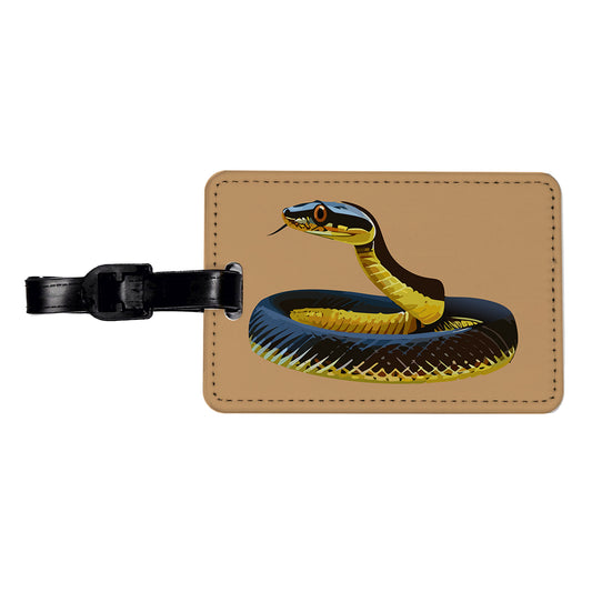Mamba Snake Coiled Travel Faux Leather Luggage Tag