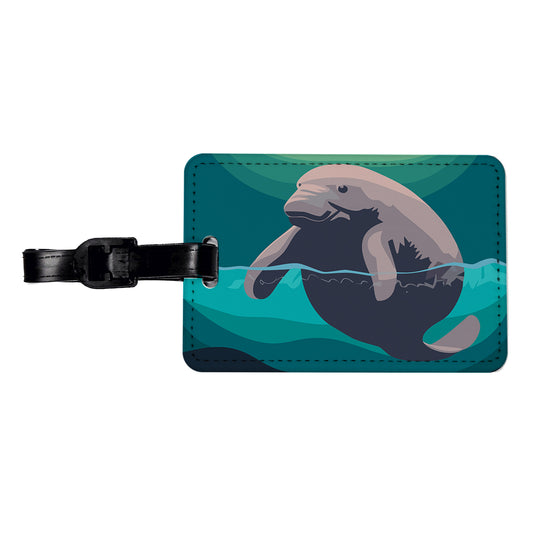 Manatee Ocean Sea Animal Travel Faux Leather Luggage Tag