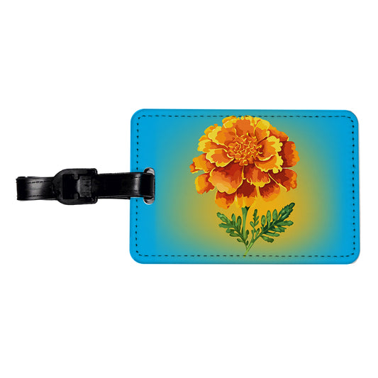 Marigold Flower Watercolor Orange Travel Faux Leather Luggage Tag