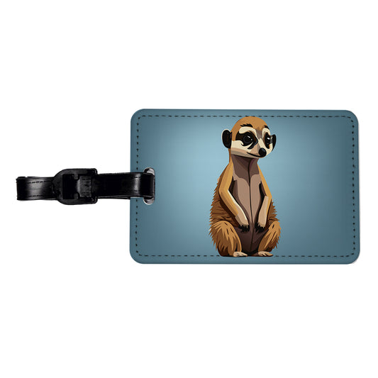 Meerkat Small Mongoose Sitting Travel Faux Leather Luggage Tag