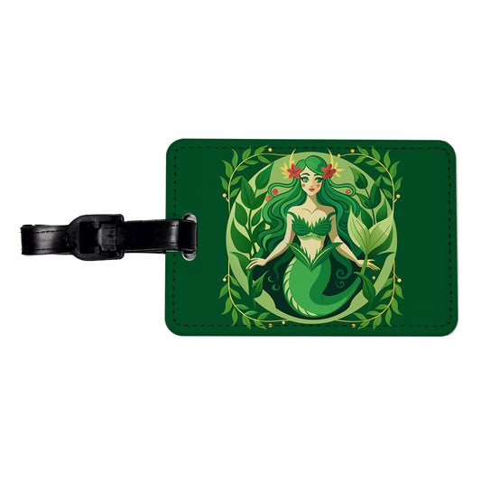 Mermaid Botanical Art Nouveau Travel Faux Leather Luggage Tag