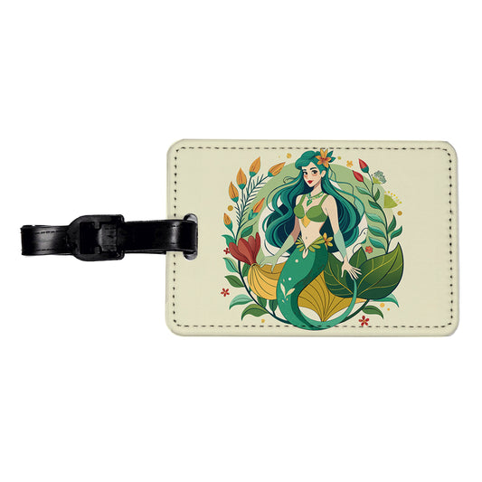 Mermaid Under Sea Botanical Art Nouveau Travel Faux Leather Luggage Tag