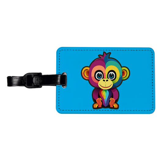 Monkey Colorful Rainbow Travel Faux Leather Luggage Tag
