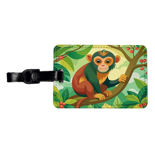 Monkey in Tree Travel Faux Leather Luggage Tag