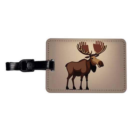Moose Standing Travel Faux Leather Luggage Tag