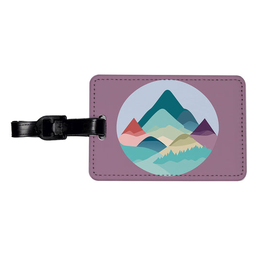 Mountains Pastel Travel Faux Leather Luggage Tag