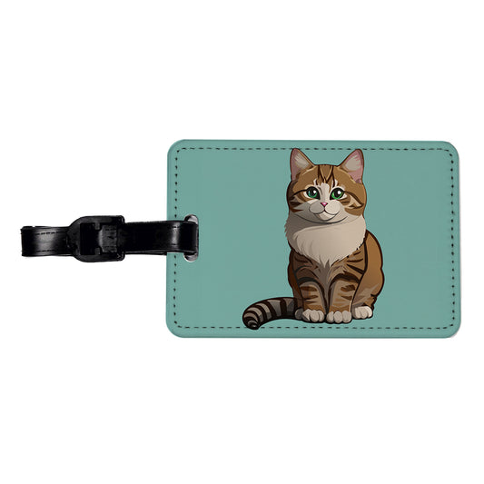 Munchkin Cat Sitting Travel Faux Leather Luggage Tag