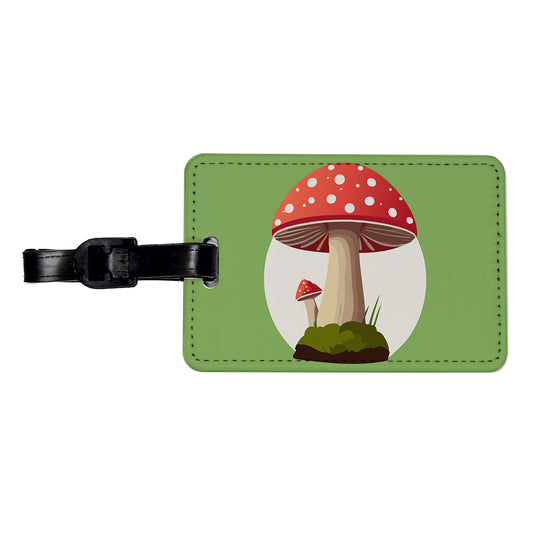 Mushroom Toadstool Red Woodland Travel Faux Leather Luggage Tag