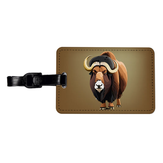 Muskox Musk Ox Shaggy Arctic Animal Travel Faux Leather Luggage Tag