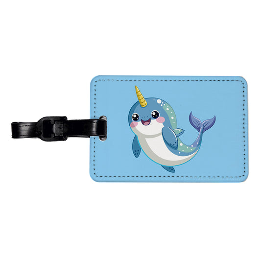 Narwhal Cute Chibi Travel Faux Leather Luggage Tag