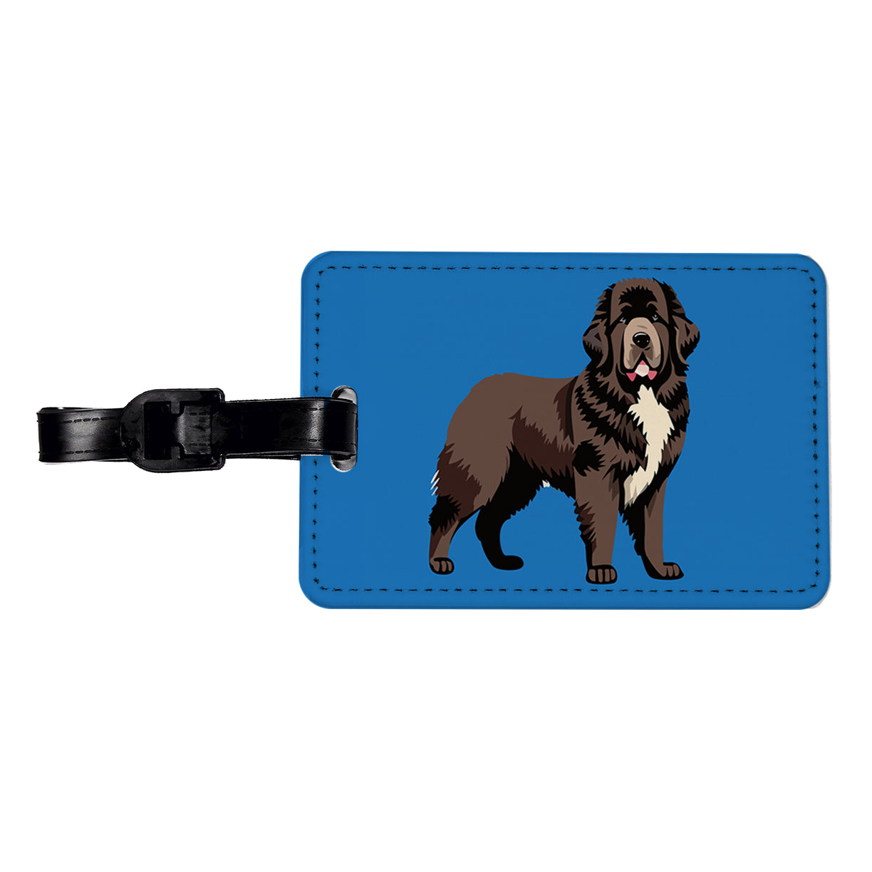 Newfoundland Dog Standing Travel Faux Leather Luggage Tag
