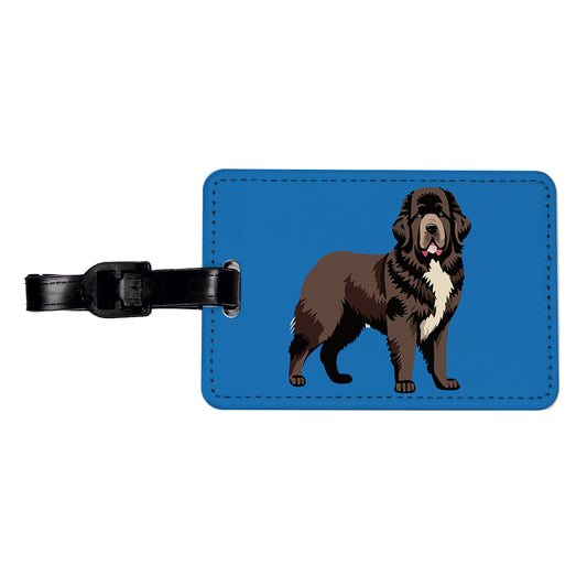 Newfoundland Dog Standing Travel Faux Leather Luggage Tag