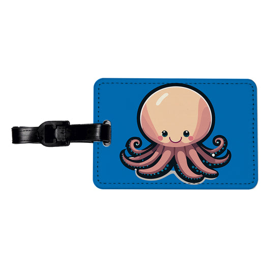 Octopus Smiling Travel Faux Leather Luggage Tag