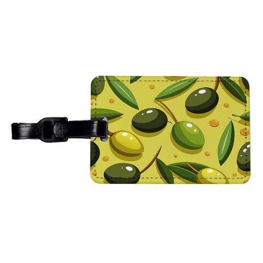 Olives Scattered Pattern Travel Faux Leather Luggage Tag