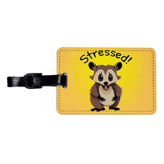 Opossum Possum Stressed Funny Travel Faux Leather Luggage Tag