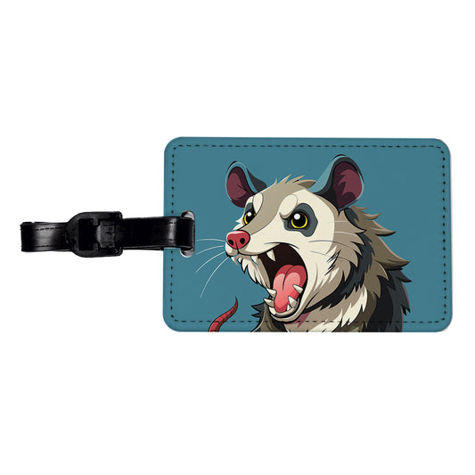 Opossum Screaming Funny Travel Faux Leather Luggage Tag