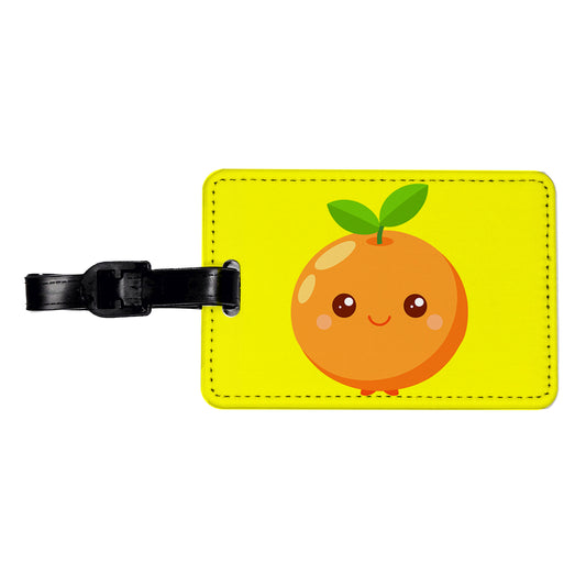 Orange Cute Happy Fruit Travel Faux Leather Luggage Tag