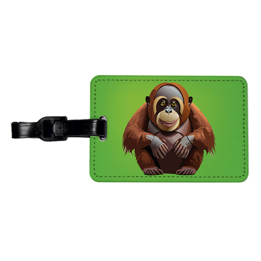 Orangutan Great Ape Sitting Travel Faux Leather Luggage Tag