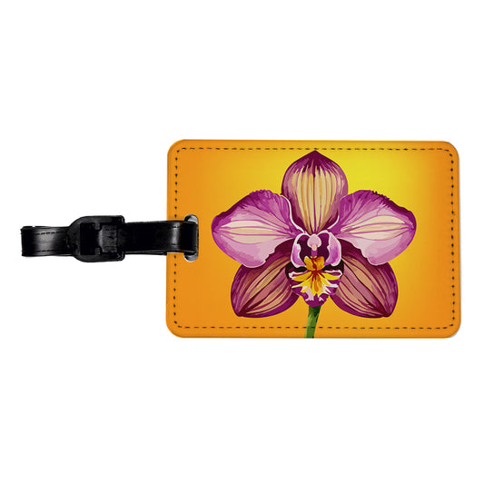Orchid Flower Watercolor Travel Faux Leather Luggage Tag