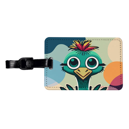 Ostrich Cute Head Travel Faux Leather Luggage Tag