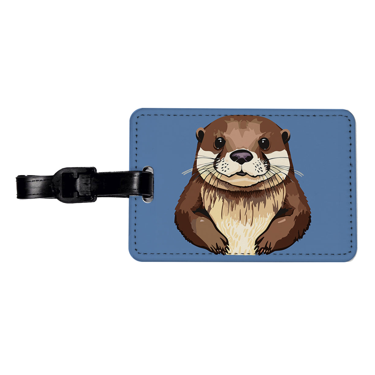 Otter Cute Staring Travel Faux Leather Luggage Tag