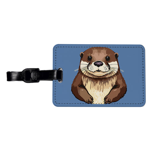 Otter Cute Staring Travel Faux Leather Luggage Tag