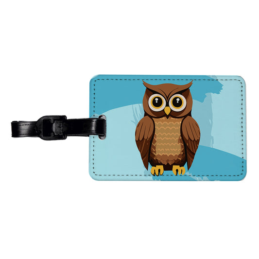 Owl Brown Travel Faux Leather Luggage Tag
