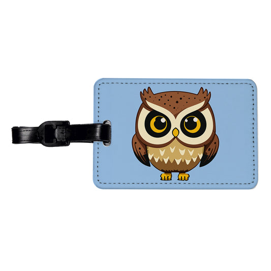 Owl Cute Short Travel Faux Leather Luggage Tag