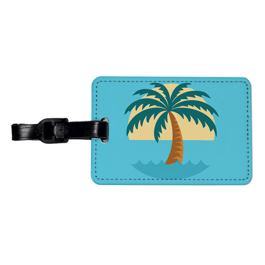 Palm Tree Ocean Tropical Vacation Travel Faux Leather Luggage Tag