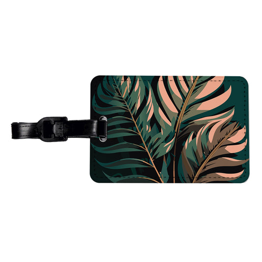 Palm Trees Leaves Fronds Tropical Foliage Travel Faux Leather Luggage Tag