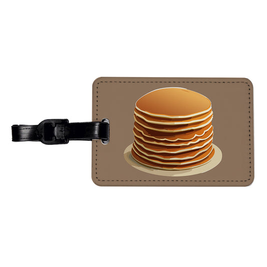 Pancakes Stack Breakfast Brunch Food Travel Faux Leather Luggage Tag