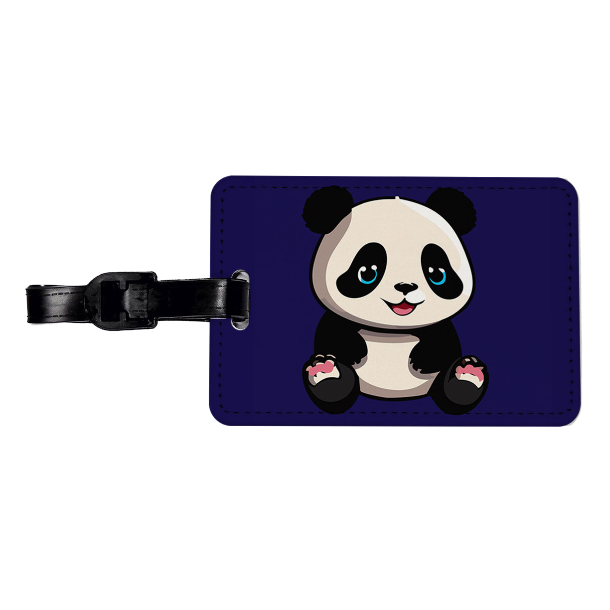 Panda Cute Smiling Travel Faux Leather Luggage Tag