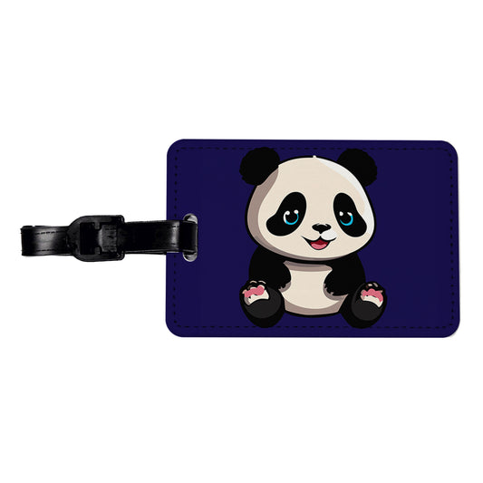 Panda Cute Smiling Travel Faux Leather Luggage Tag