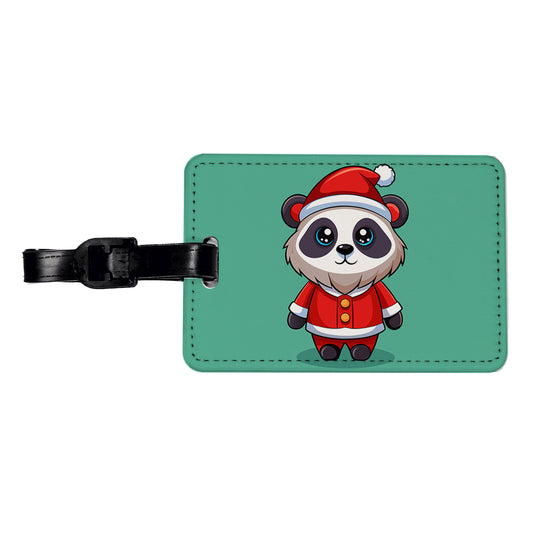 Panda Santa Christmas Travel Faux Leather Luggage Tag