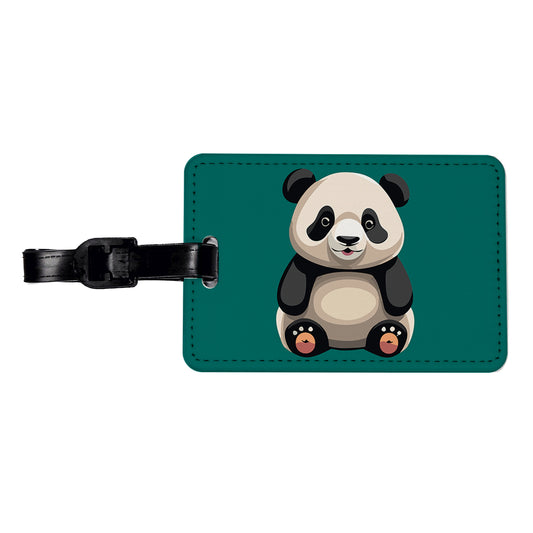 Panda Sitting Travel Faux Leather Luggage Tag