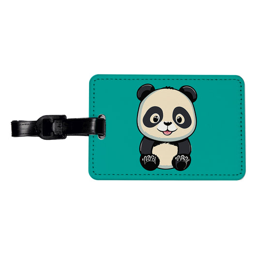 Panda Smiling Sitting Travel Faux Leather Luggage Tag