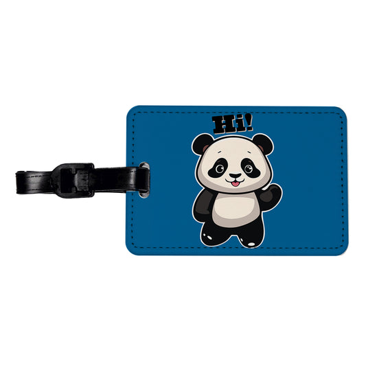 Panda Waving Hi Hello Greetings Friend Travel Faux Leather Luggage Tag