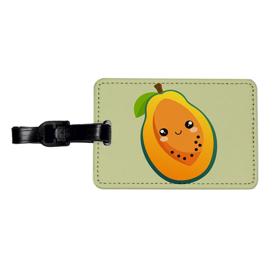 Papaya Cute Happy Fruit Travel Faux Leather Luggage Tag